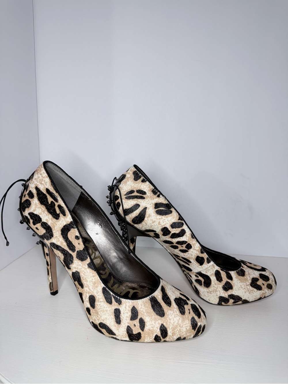 Sam Edelman Leopard-Print Haircalf Lace-up Heel Stiletto Pumps 9M